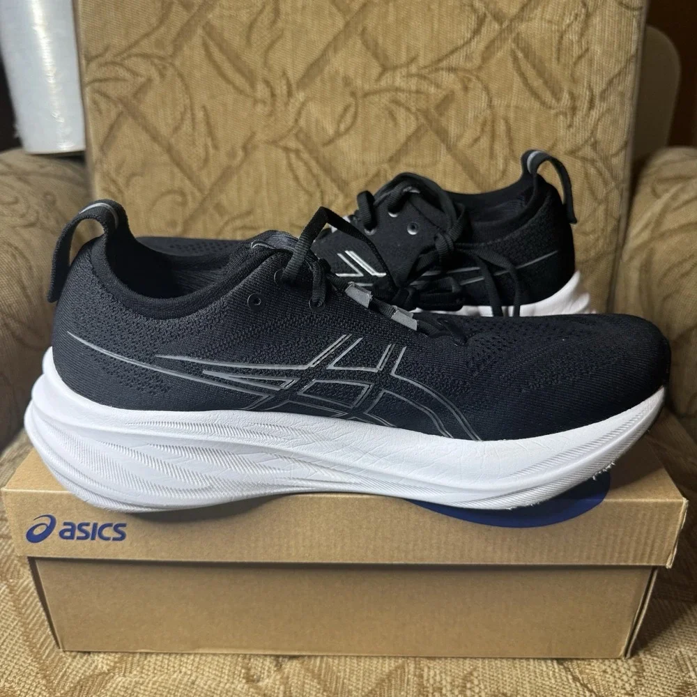 Asics Gel-Nimbus 26 Shoes Mens 10 Black Graphite Grey Road Race Running - Picture 2 of 12